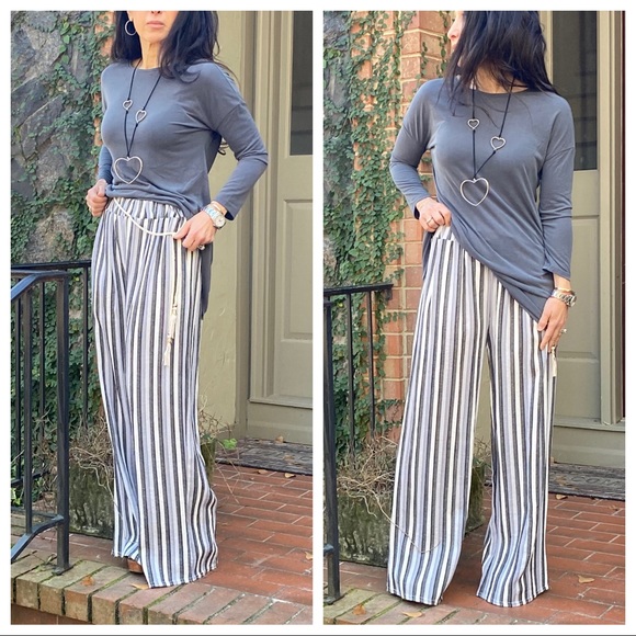 ✨MADE IN ITALY✨Gorgeous Striped wide leg pants - Picture 3 of 7